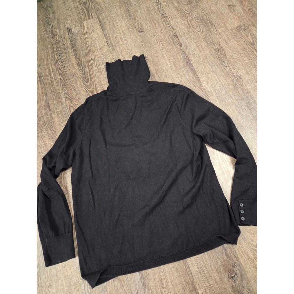 Talbots Ribbed Stretch Solid Black Turtleneck Swe… - image 4